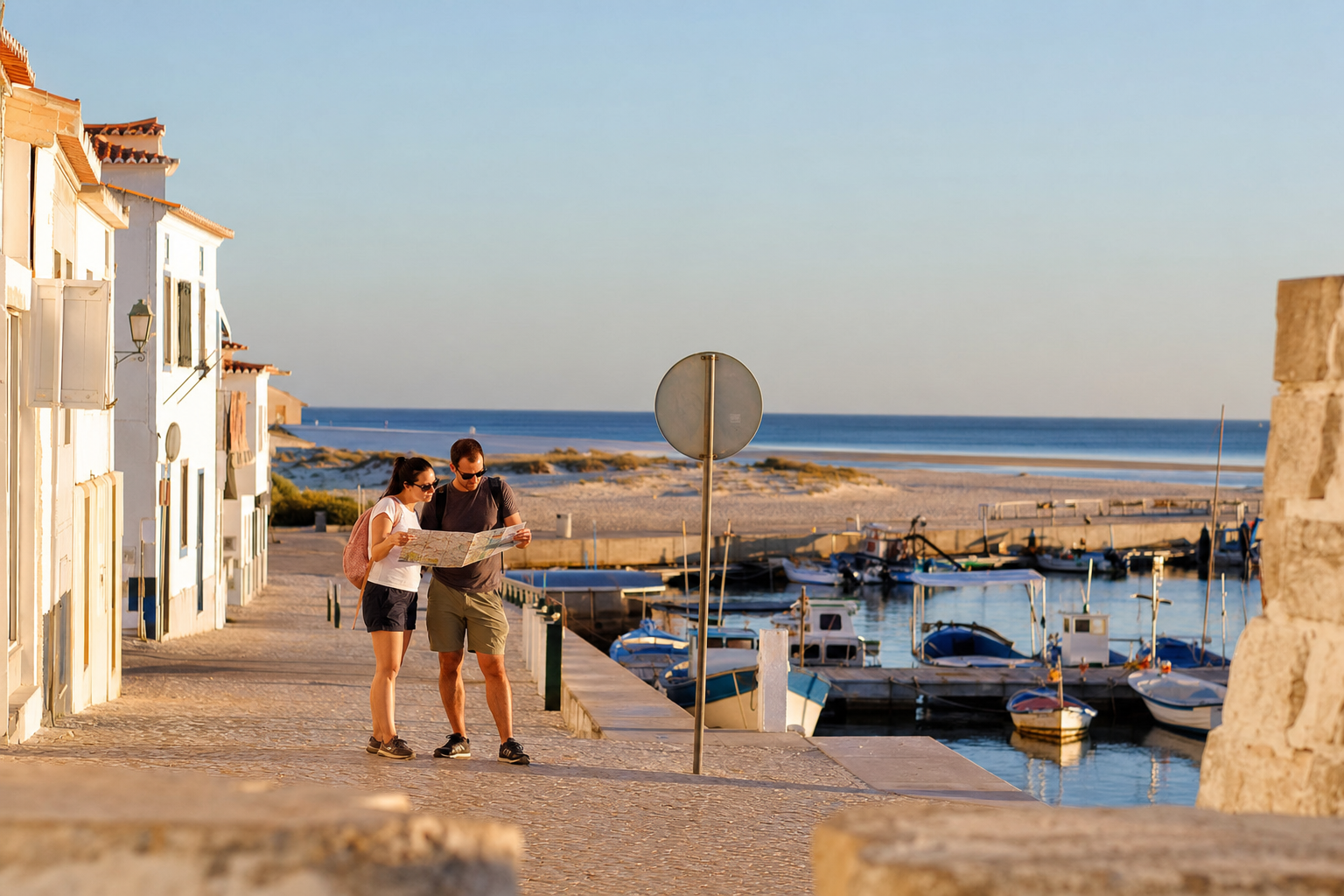 Viajantes a escolher zonas do Algarve num mapa
